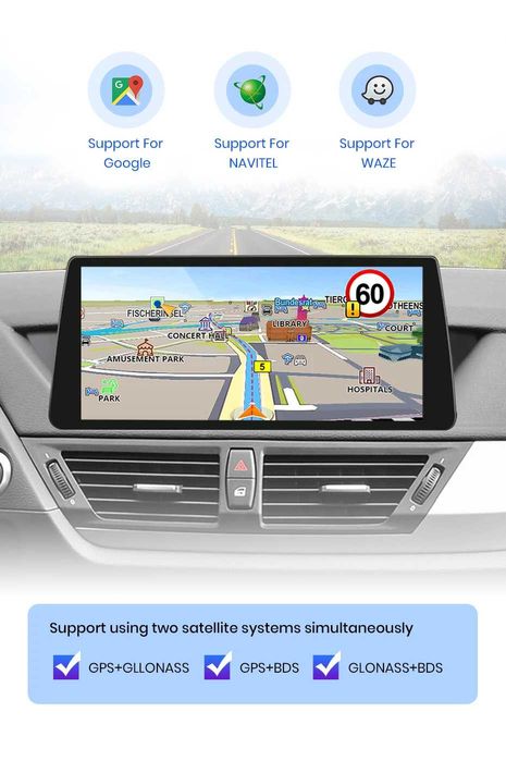 Rádio 4G p/ BMW X1: CarPlay, Android Auto GPS BT (4/64GB) NOVO