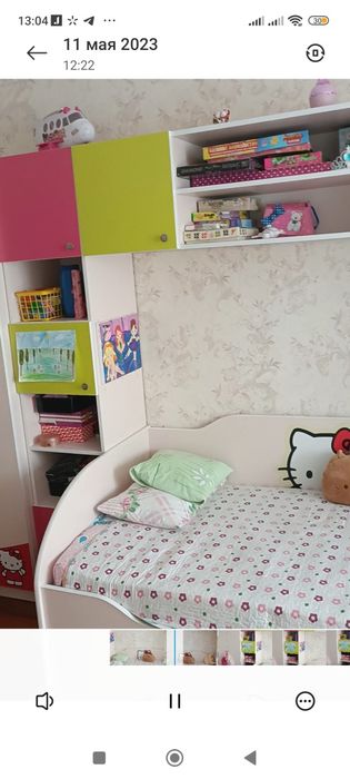 Детская для двух девочек Кровать шкаф матрас мебель