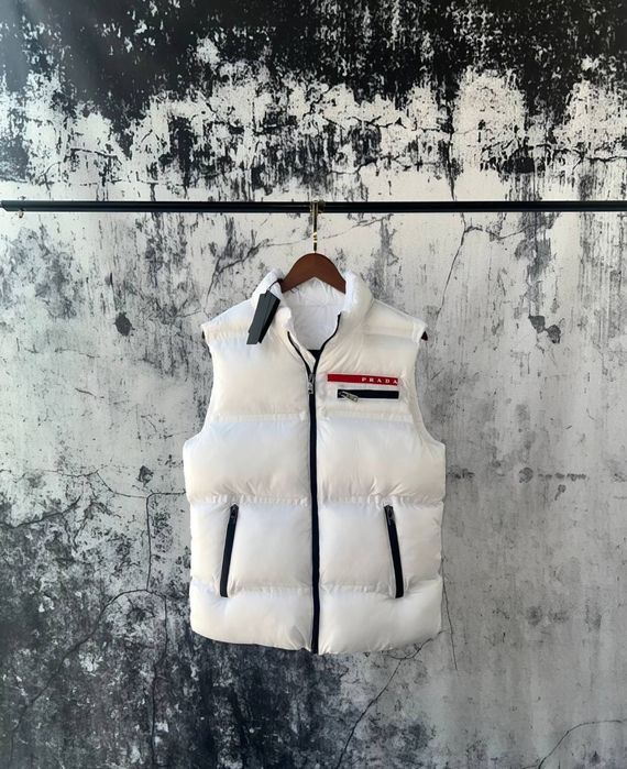 PRADA жилетка мужская черная белая унисекс пуховик