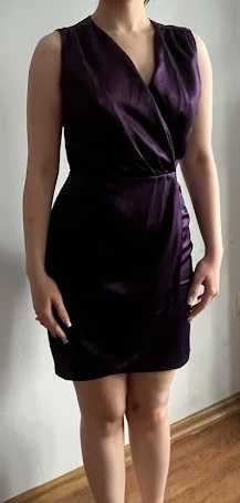 Elegancka kopertowa satynowa sukienka H&M r. 36