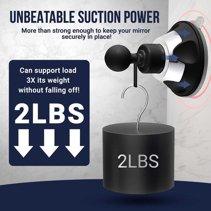 Зеркало для бритья,  душа/ванны не запотевающее на присоске черное