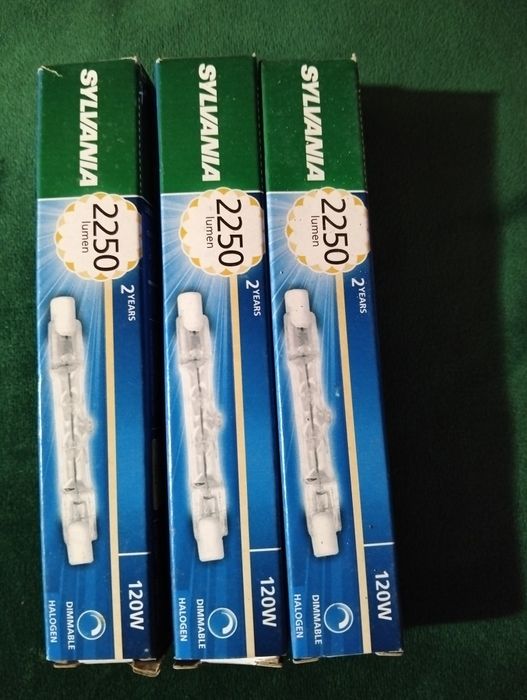 3 Lâmpadas Halogéneas Lineares Sylvania 120W (2250 lm) Novas