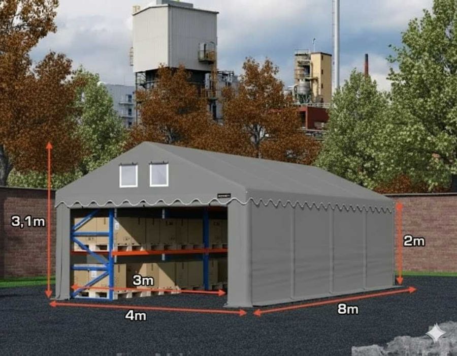 Великий стійкий ПОСИЛЕНИЙ намет палатка 4х8, 5х6 павільйон гараж ангар