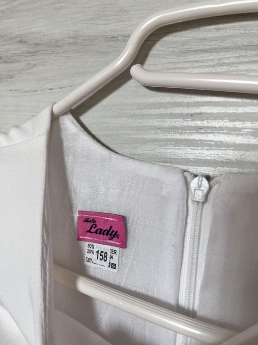 Sukienka elegancka wizytowa 158 z tiulem biała różowa