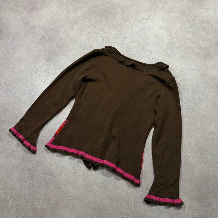 Vintage Sweter Y2K Z Falbankami Patterned Knit Sweater Trendy Japan