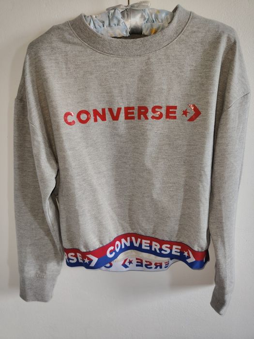 Markowa krótka bluza Converse All Star r S 36 szara rękaw 3/4