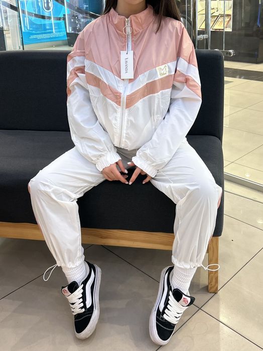 Спортивний костюм рожевий з білим, плащівка канада 46-48