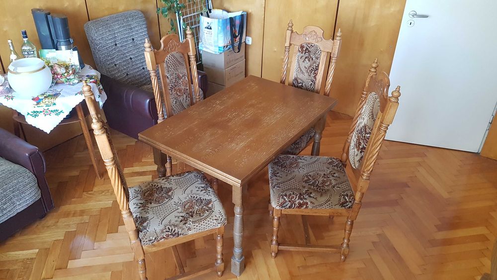Stół + 4 krzesła z litego drewna