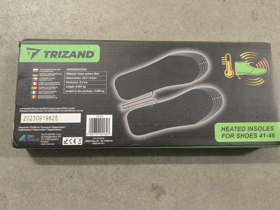Wkładki podgrzewane do butów 41-46 Trizand