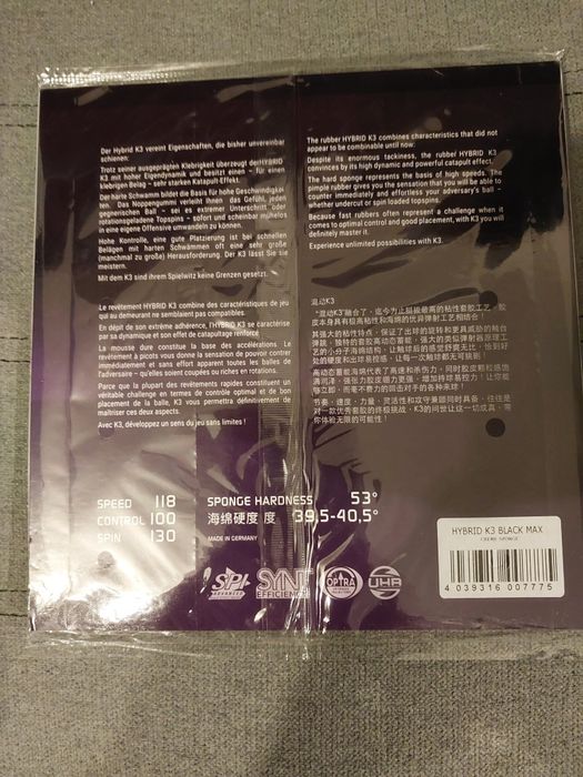 Okładzina tibhar K3 hybrid(max black)