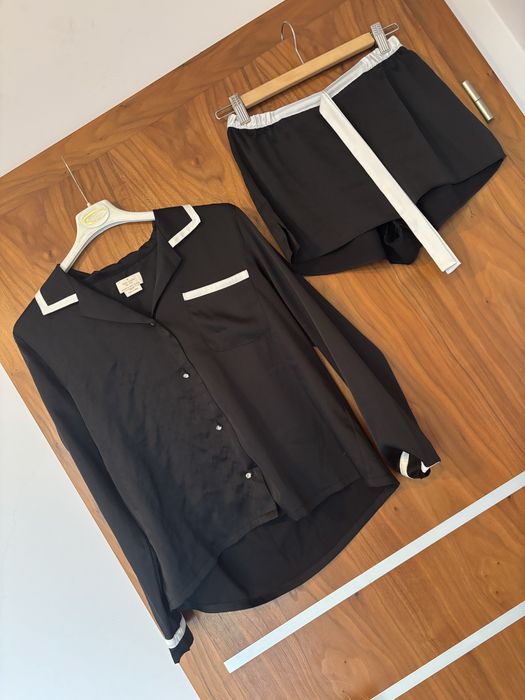 Komplet piżama satynowa czarna Kate Spade r.XS