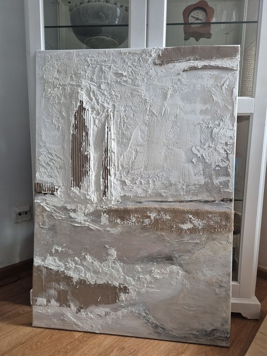 Abstrakcja  kolaż ,obraz strukturalny 70x100