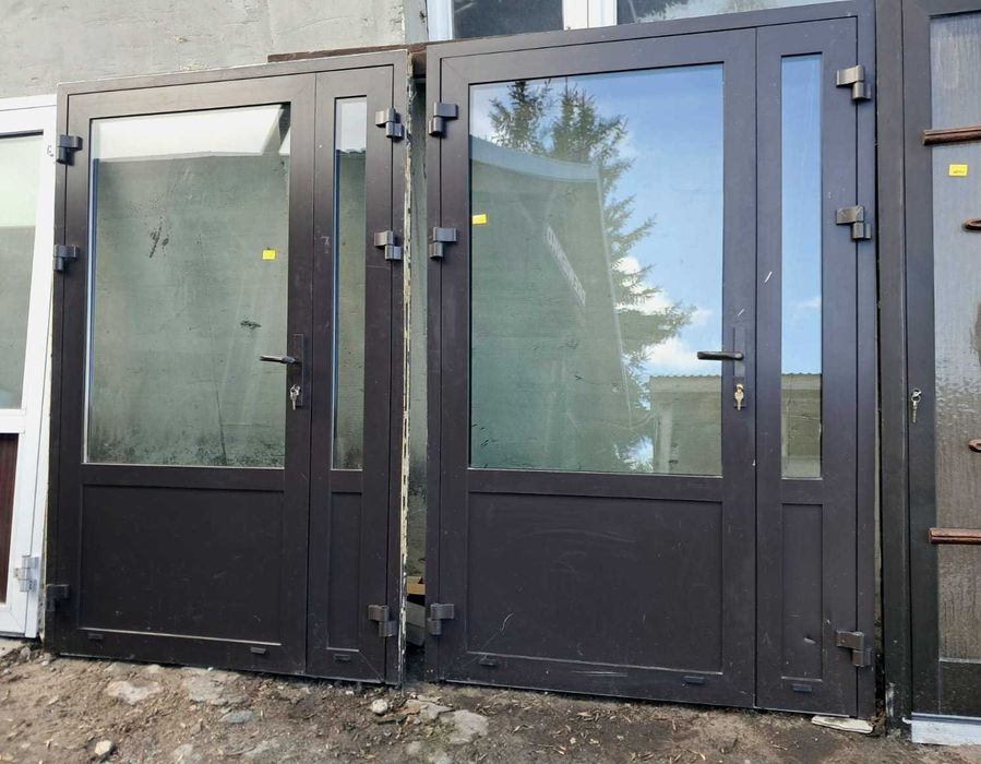 DRZWI Zewnętrzne Aluminiowe Dwuskrzydłowe Wejściowe 137x208cm 2 sztuki