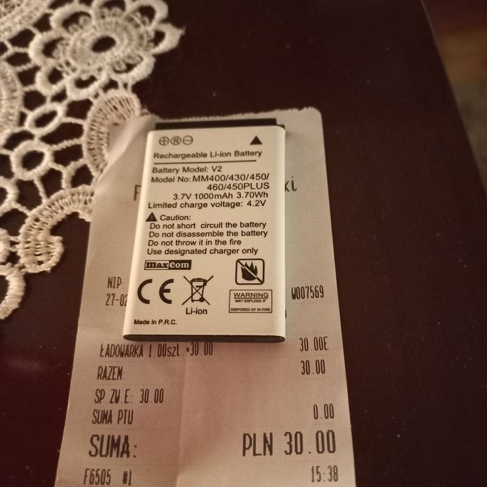 Bateria litowo-jonowa do telefonów komórkowych.