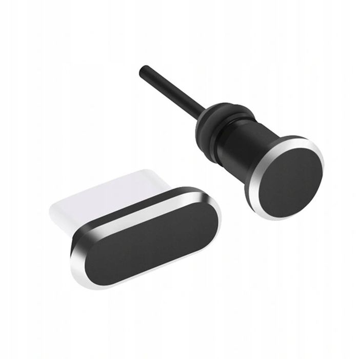 Zatyczki portów usb-c aux zaślepki 2 sztuki czarne
