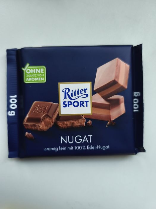 Ritter sport czekolada mleczna z nugatem waga 100 g