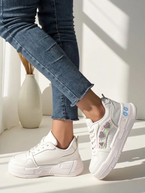 4 KOLORY 36 37 38 sneakersy 39 40 na platformie z naszywką brokatem