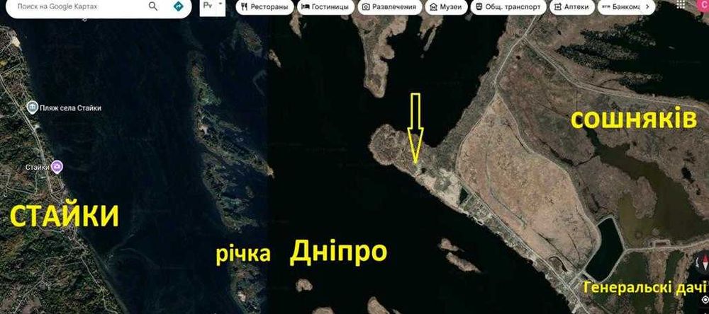 ЗЕМЕЛЬНА ДІЛЯНКА біля Києва з виходом на річку на воду вихід до Дніпра  12 сот. біля води  50 хв від Києва недорого краєвид Бориспільський рн