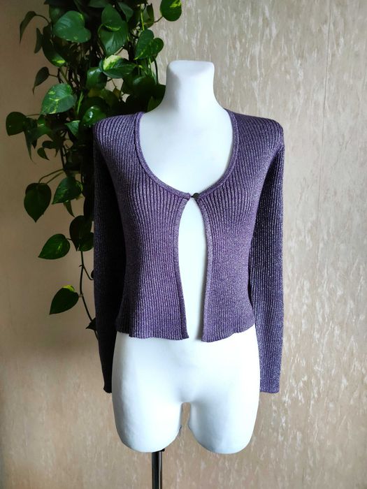 NOWE fioletowe błyszczące bolerko luźne z guzikiem 36/38 S/M Bonprix