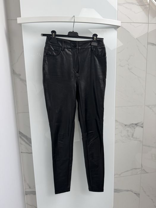 Spodnie skórzane skinny damskie z wysokim stanem