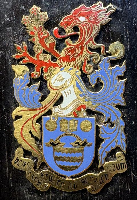 Interessante placa com emblema heráldico esmaltada