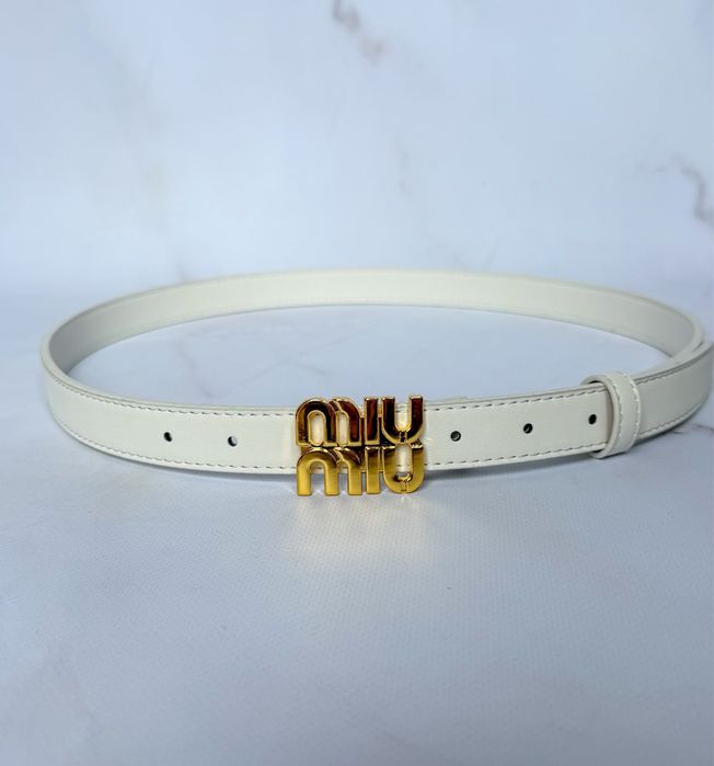 Жіночий ремінь Miu Miu білий 110 см / Женский ремень миу миу / Пояс пасок belt