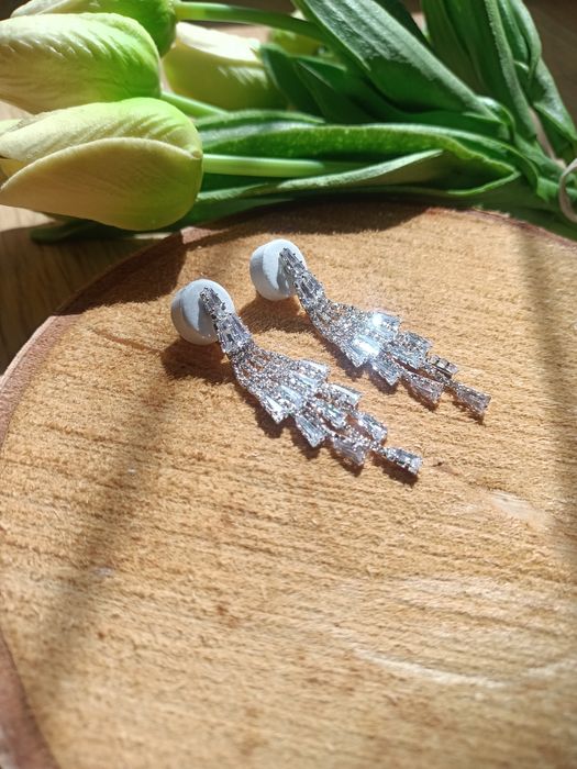 Kolczyki ślubne z kryształkami