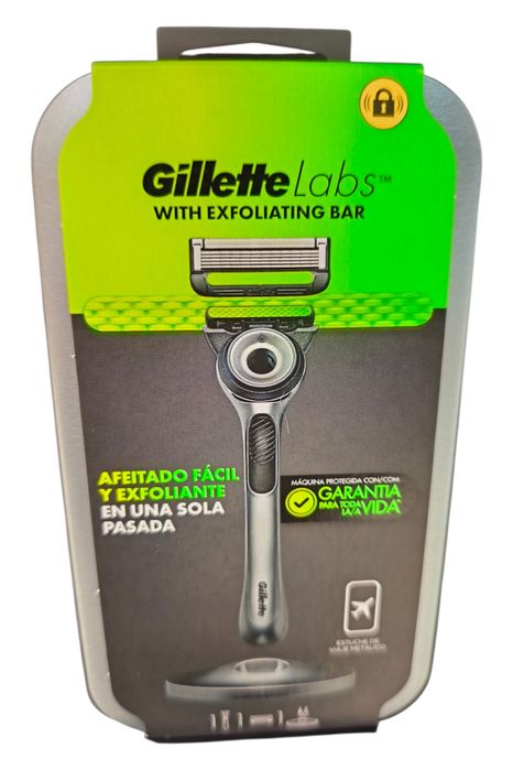 GilletteLabs com Barra Esfoliante – Máquina de Barbear + Estojo de Via