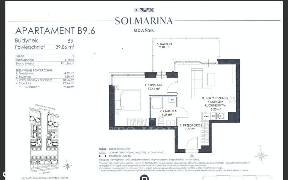 Sol Marina/2 pok./wykończone/40m2/okna na Marinę