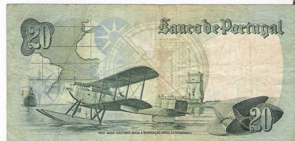 Nota 20 escudos Gago Coutinho 1978