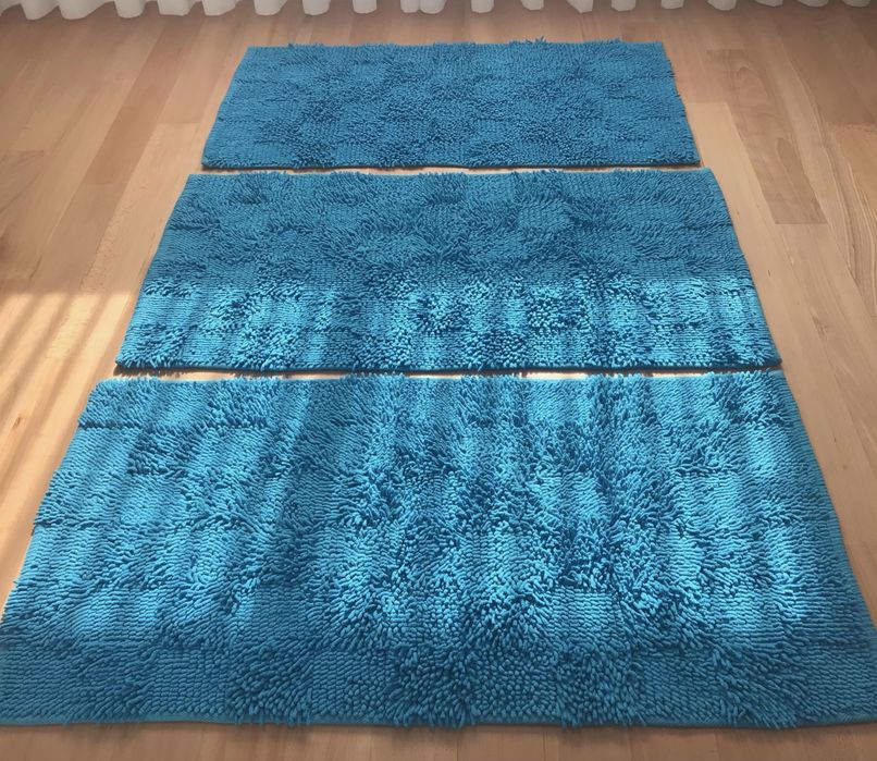 Conjunto de 3 tapetes azuis Hand Woven Durry