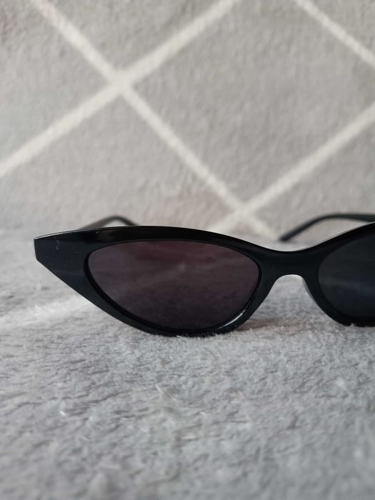 Okulary fioletowe ognie, czarne wąskie, zestaw