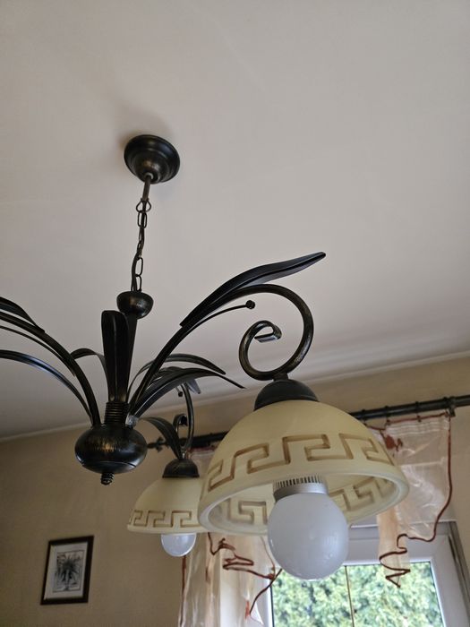 Zestaw lamp stojące i sufitowe postarzane złoto