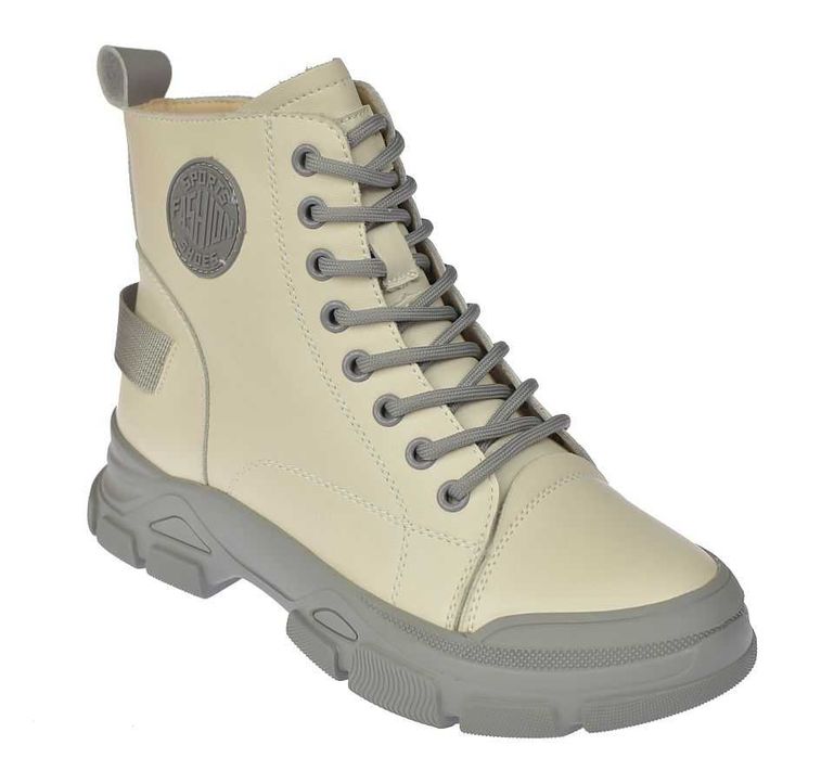 Skórzane botki damskie ocieplane trzewiki na zamek B-3-1502 GR roz, 40