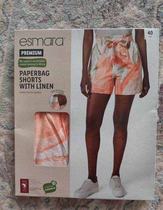 Szorty spodenki damskie lniane 40