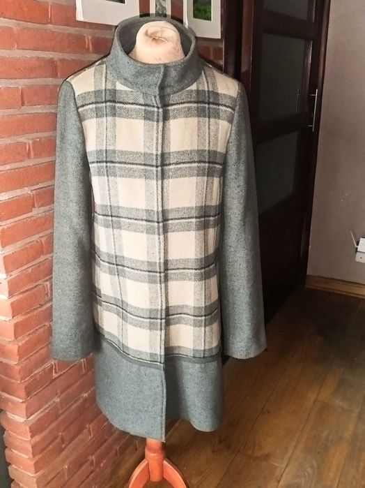 Max Mara flauszowy płaszcz w kratę 40