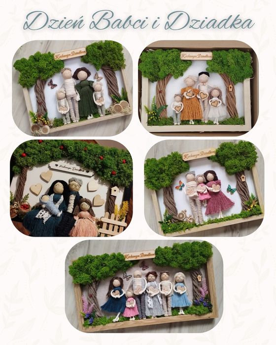 Dzień babci i dziadka, makramowy portret