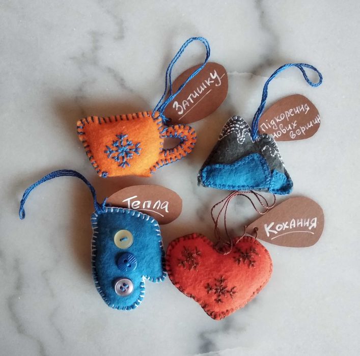 Набір новорічних прикрас іграшок на ялинку з побажанням Hand Made