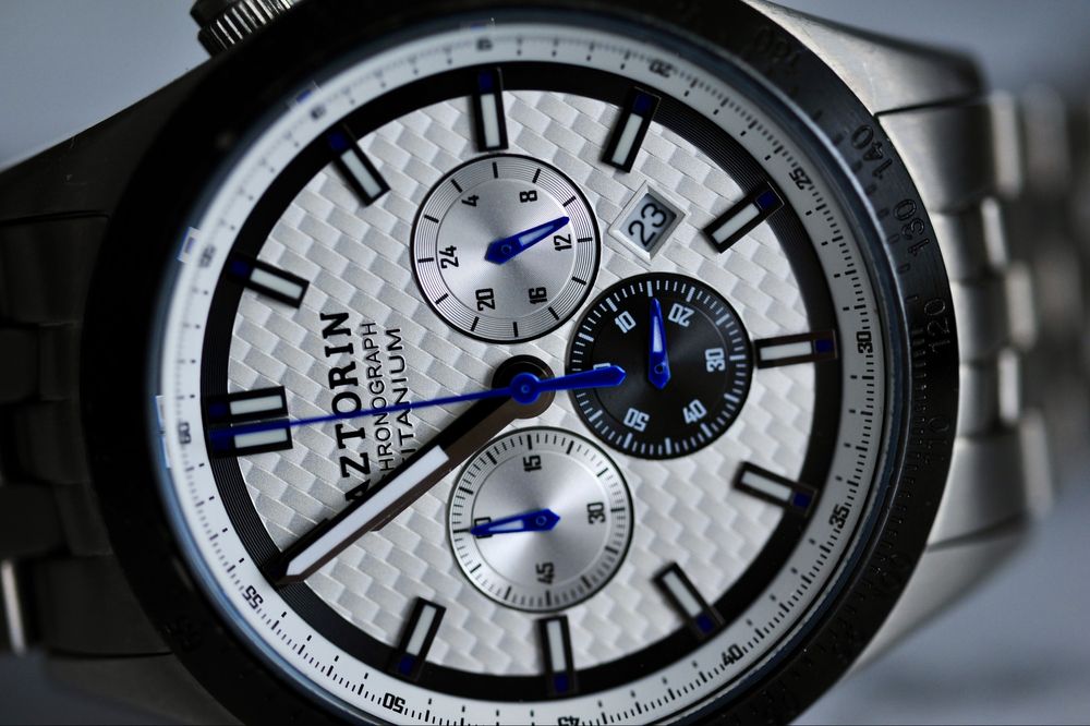 Tytanowy zegarek AZTORIN SPORT chronograph szafir tytan