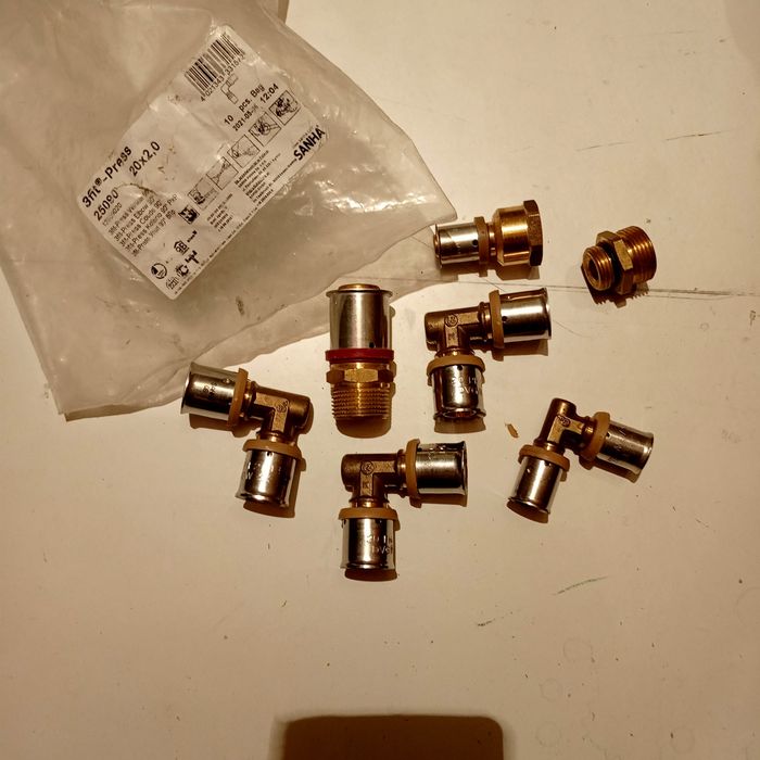 Kolano 90' SANHA 3fit Press Trzyczęściowy, mosiądz, 20mm x 20mm (ZW x