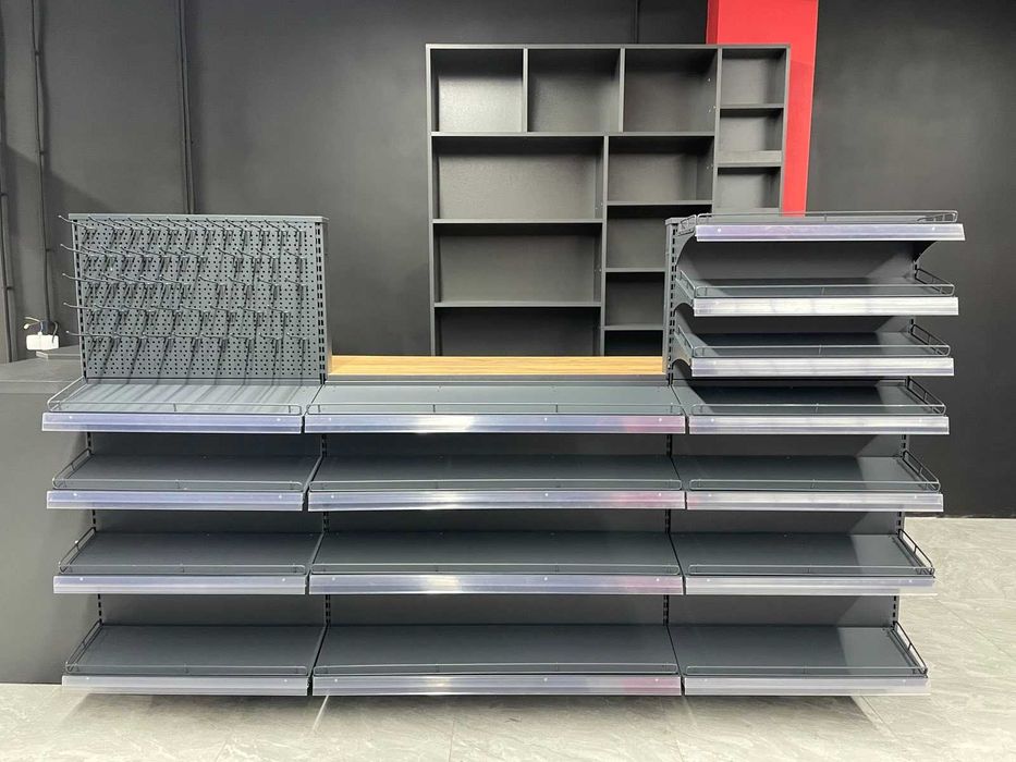 Торгові стелажі. Каса прилавок. Полки. Торгове обладнання. Вітрина