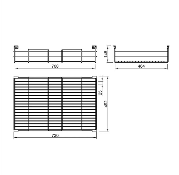 Полиця навісна, графіт, прути (730мм)