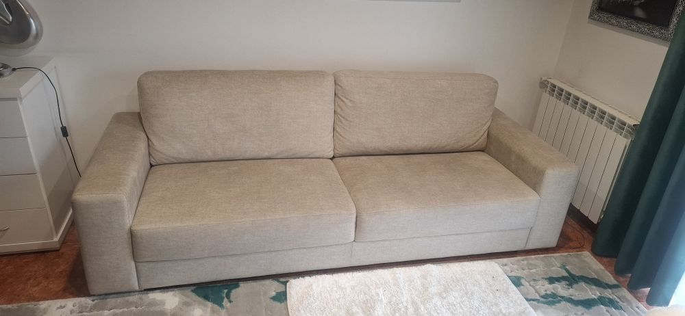 Conjunto 2 sofás sala bege/creme