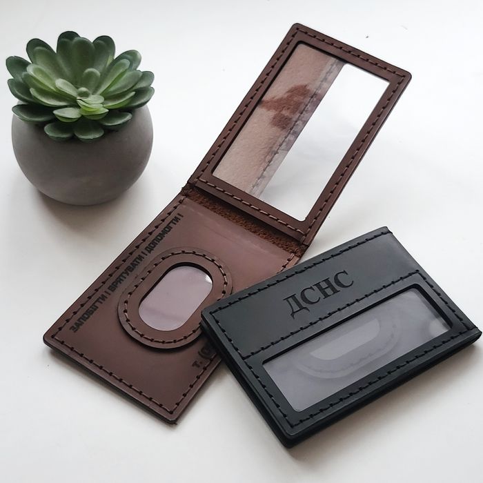 Шкіряні обкладинки для нового посвідчення ДСНС  з відділом під жетон