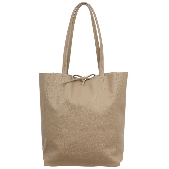 VERA PELLE torebka damska skórzana shopper na ramię V727 beżowa