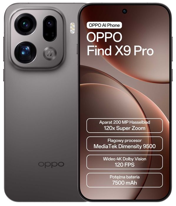 Smartfon OPPO Find X9 Pro 5G 16/512 6.78" 120Hz Brązowy Jak Nowy! Gwarancja! Gratisy! Bez rat i blokad!