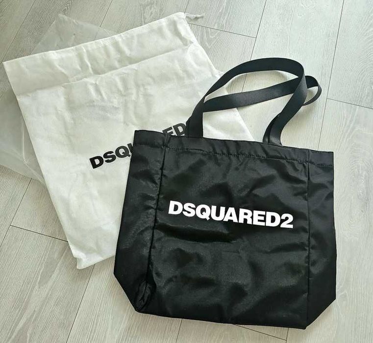 Czarna Torba torebka typu 'shopper' Dsquared2 logo-print BAG na zakupy