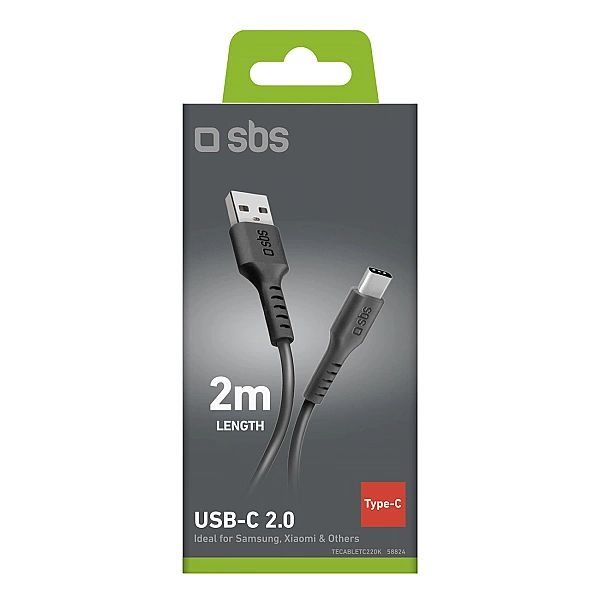 Kabel SBS TECABLETC220K USB-A - USB-C 2 m - czarny