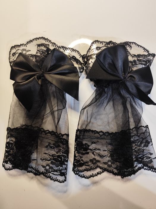 Rękawiczki koronkowe z kokardką eleganckie seksowne rękawki