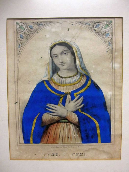 gravura colorida â mão Sec. XIX - Santa Maria -Paris Miné Imp. Editeur